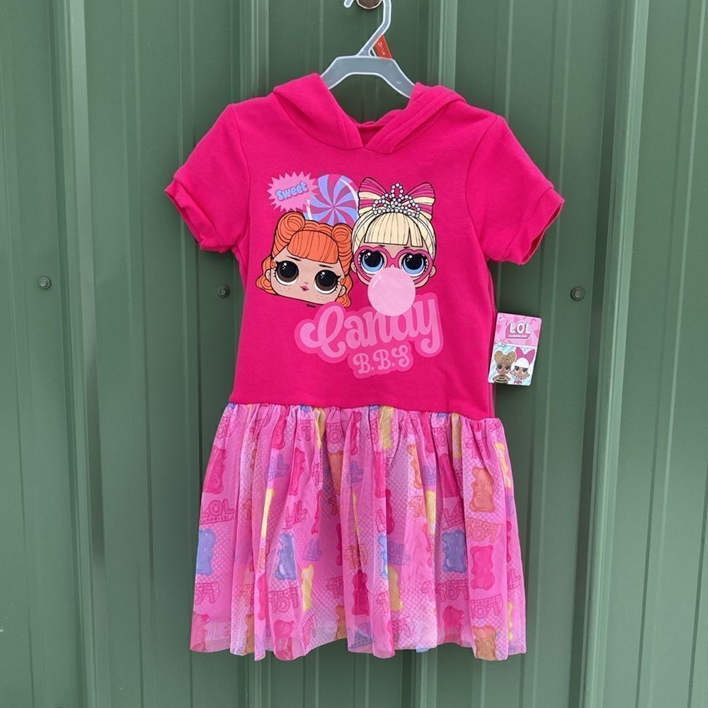 Girls L.O.L. Surprise! Hooded Shirt Sleeve Cosplay Dress with Tulle Tutu Skirt M
